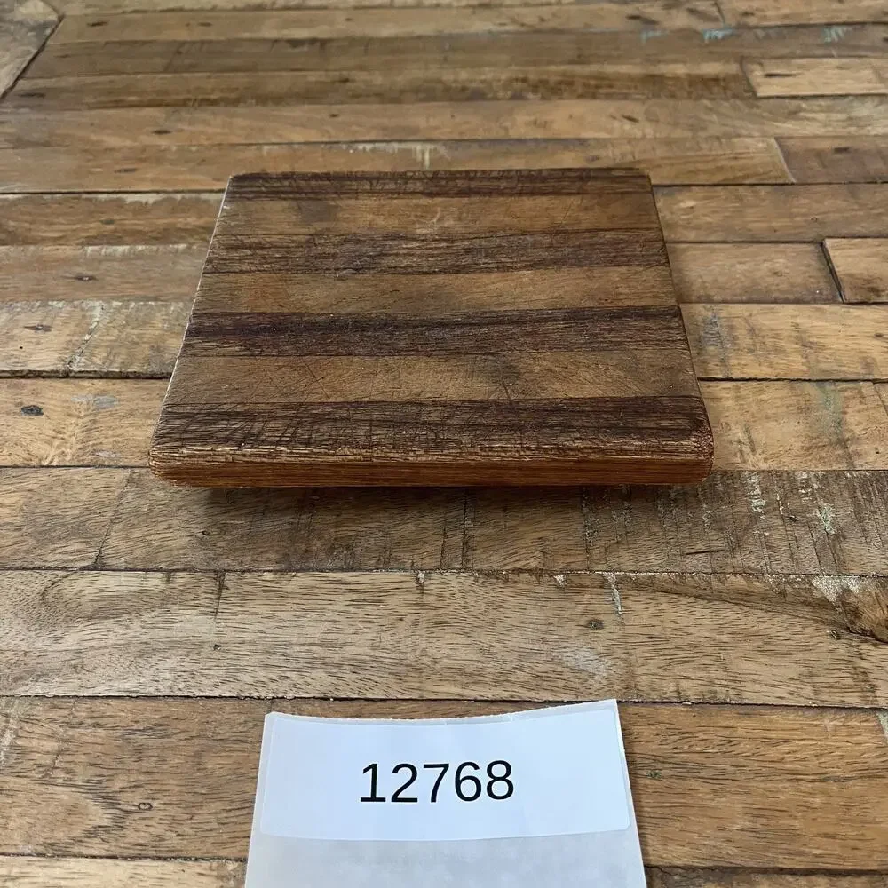 Solid Wood Cutting Serving Cheese Board 7 x 7.25 in Raised Feet Striped Design